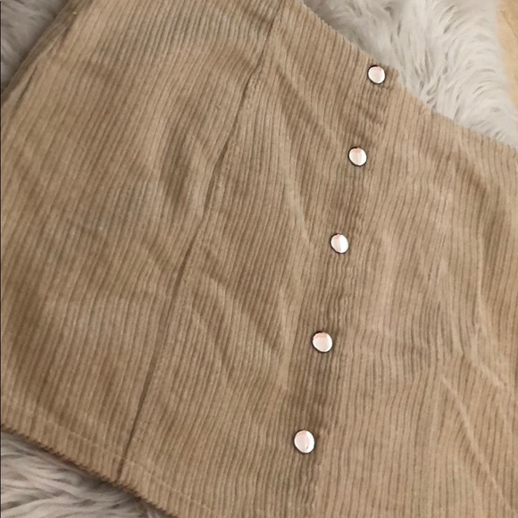 Forever 21 Corduroy Velvet Tan ButtonUp Mini Skirt - Picture 4 of 6